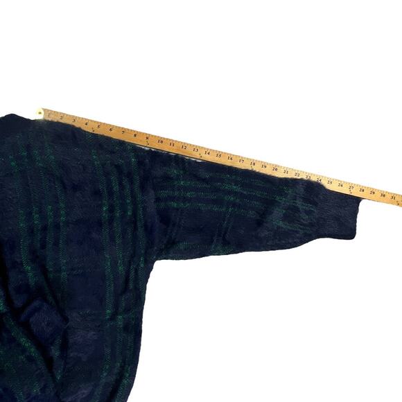 Time and Tru Fuzzy Pullover Eyelash Sweater Green Blue Buffalo Plaid Size XXL - Picture 10 of 13